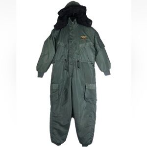 USS Enterprise Insulated Overalls Coveralls Mens 2XL Hooded Insulated Quilted